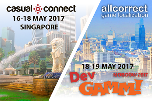Allcorrect to Participate in DevGAMM in Moscow and Casual Connect in Singapore