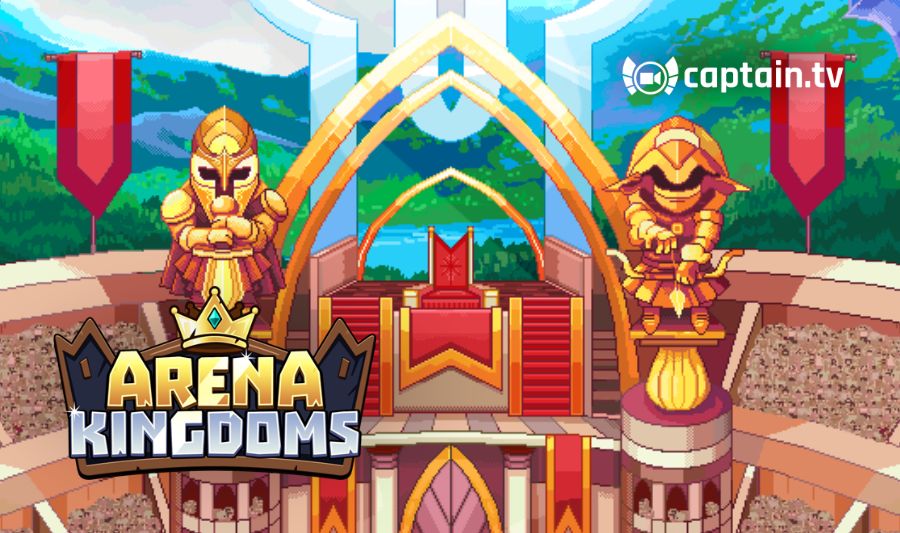 Preview for the pixel arena with the game's logo in the bottom left corner