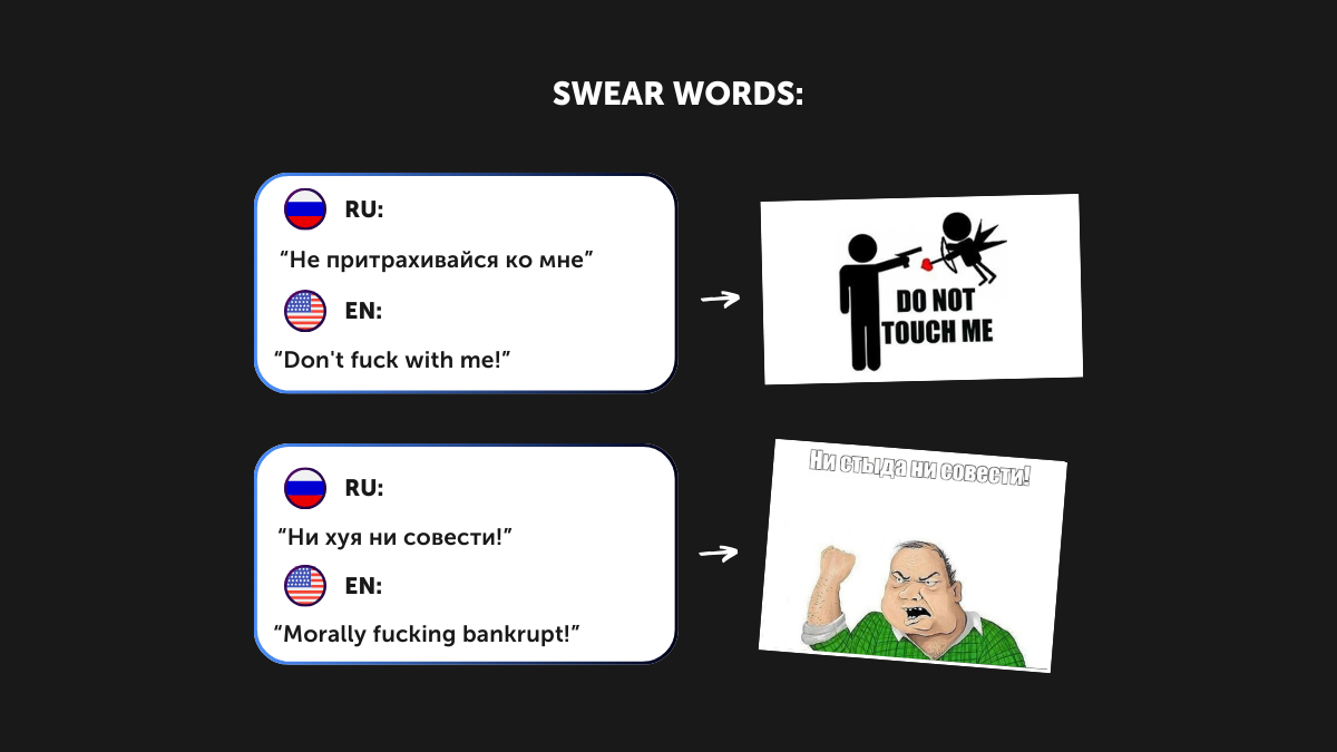 Goose from the game Atomic Heart with examples of its phrases in English and Russian versions