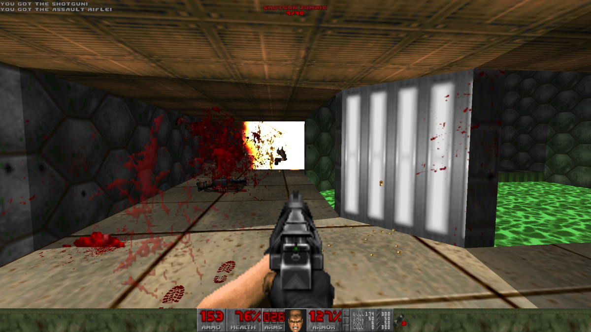 Gameplay screenshot of Brutal Doom, a well-known mod for Doom
