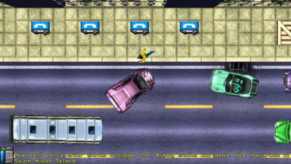 Screenshot of the first Grand Theft Auto (1997), top-down view